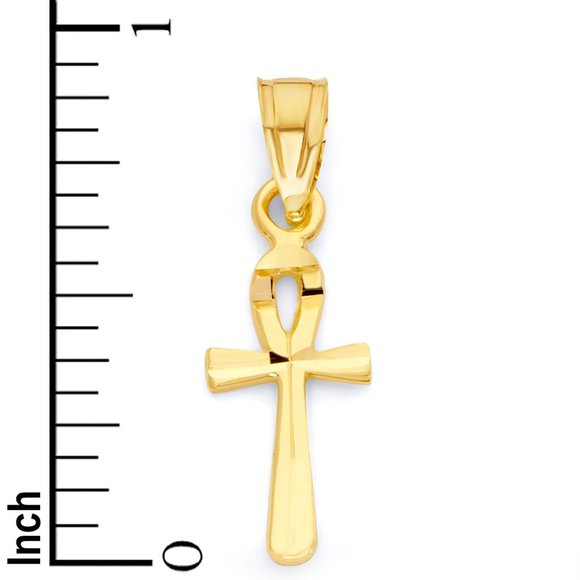 10k Solid Gold Ankh Pendant - Egyptian Symbolic Cross Jewelry Gifts for Her - Picture 5 of 6
